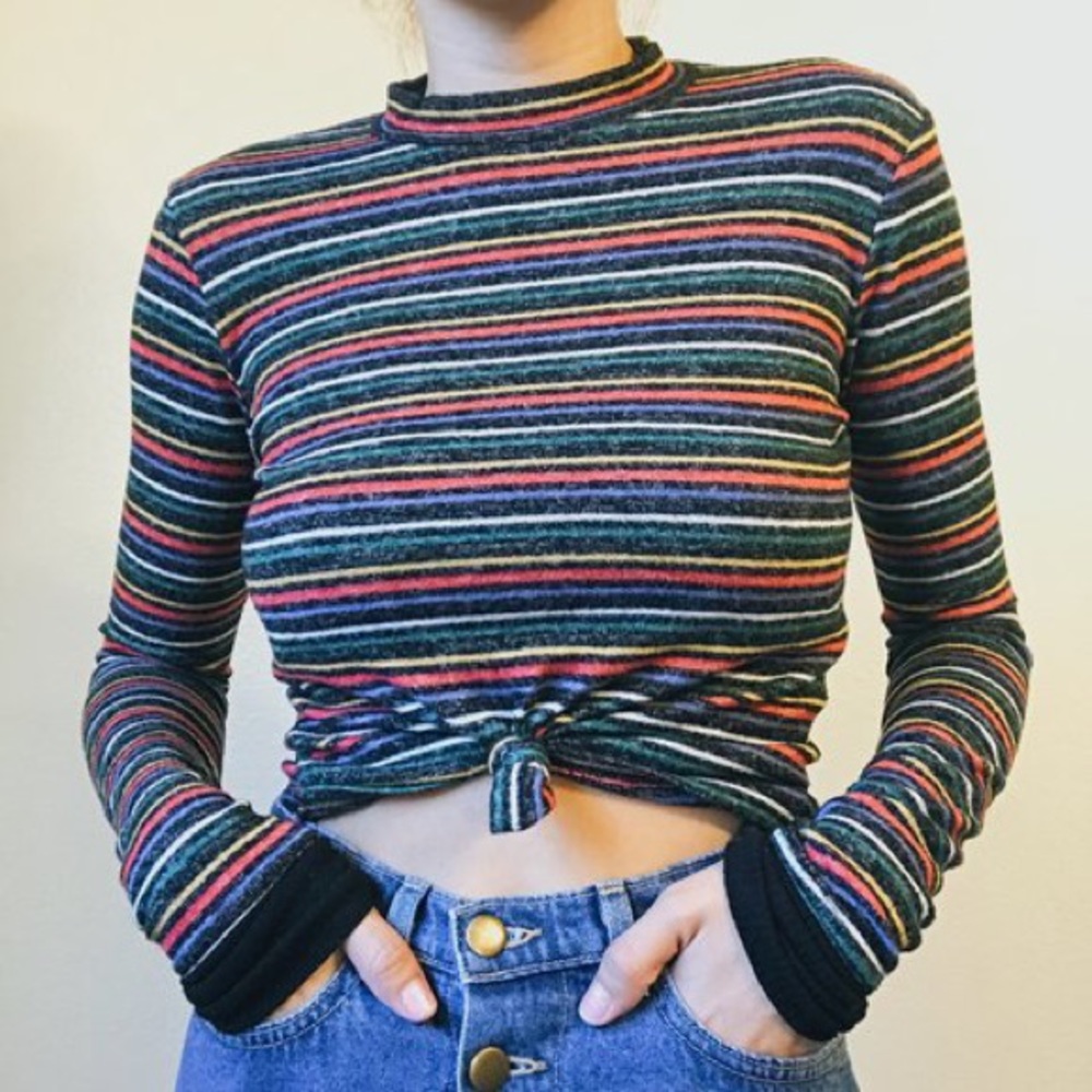 Rainbow striped long sleeve top
